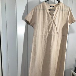 FELINO WOMEN MAXI TUNIC DRESS EUC SIZE MED 70% LINEN 30% COTTON  SHORT SLEEVE